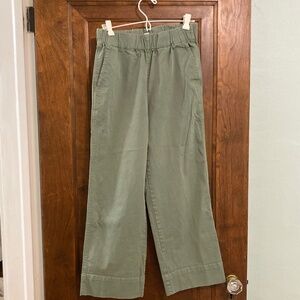 Jcrew green wide leg cropped pull on pant